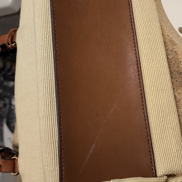 Fossil top handle canvas bag with leather handles - Picture 4 of 9